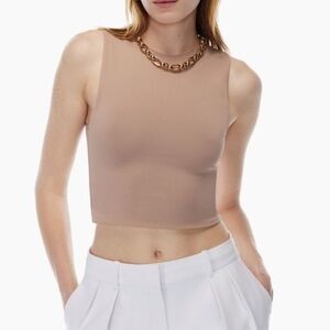 Aritzia Babaton Contour Muscle Tee Sleeveless Tank Top Taupe Size L.